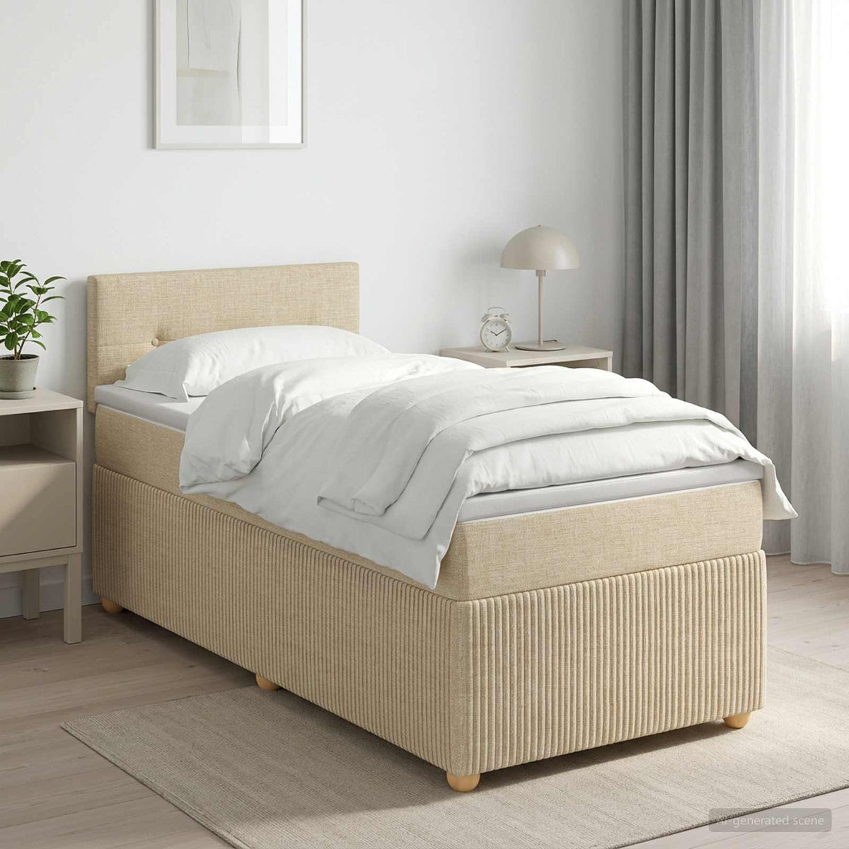 Cama Box Spring Con Colchón Tela