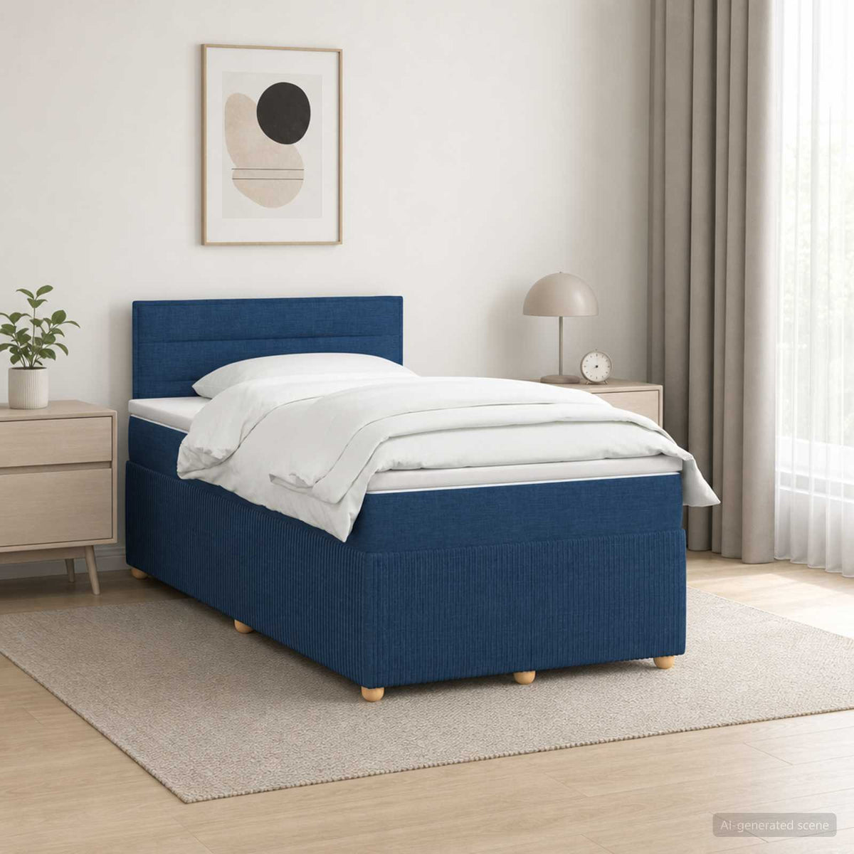 Cama Box Spring Con Colchón Tela