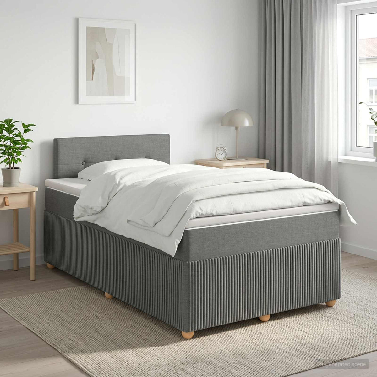 Cama Box Spring Con Colchón Tela