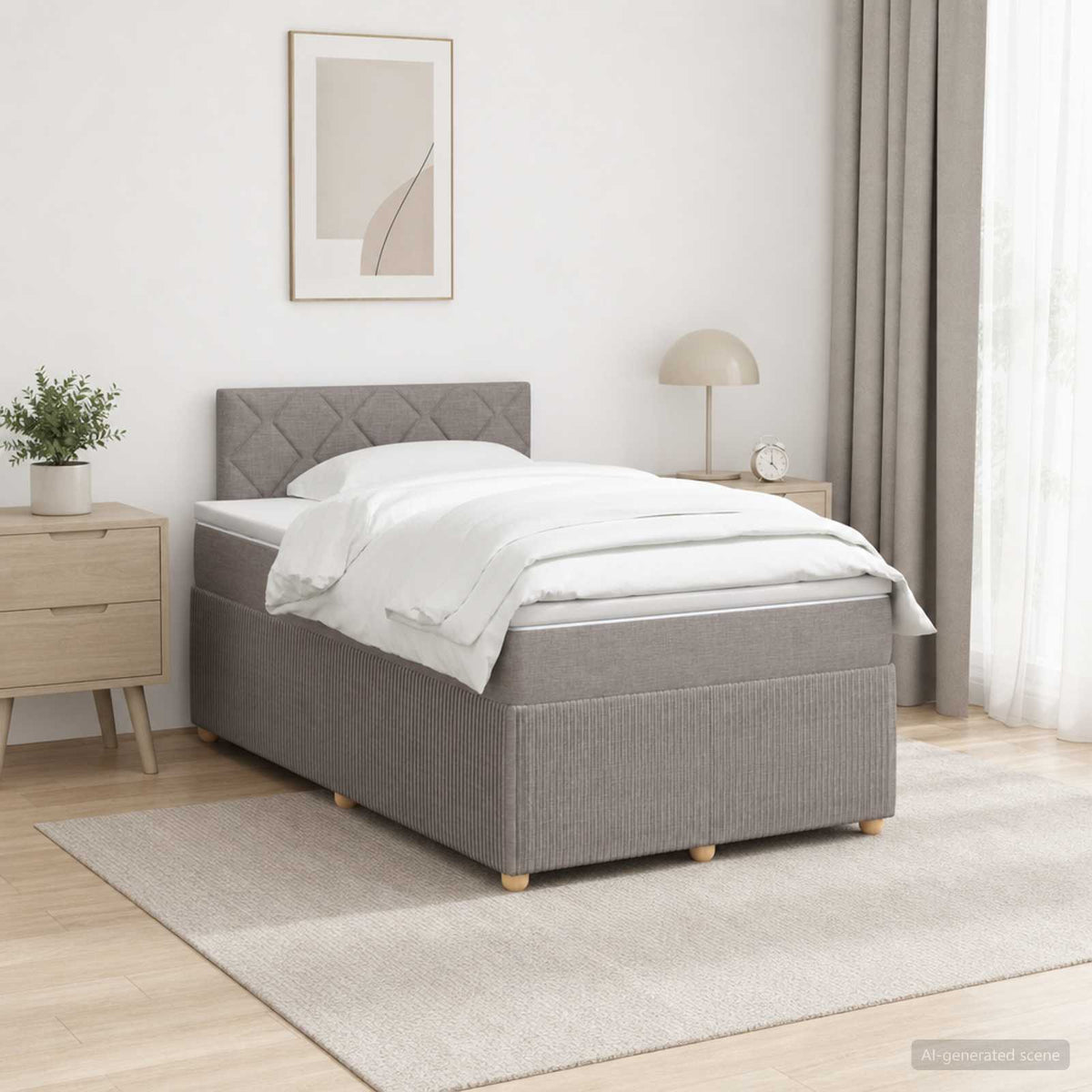 Cama Box Spring Con Colchón Tela