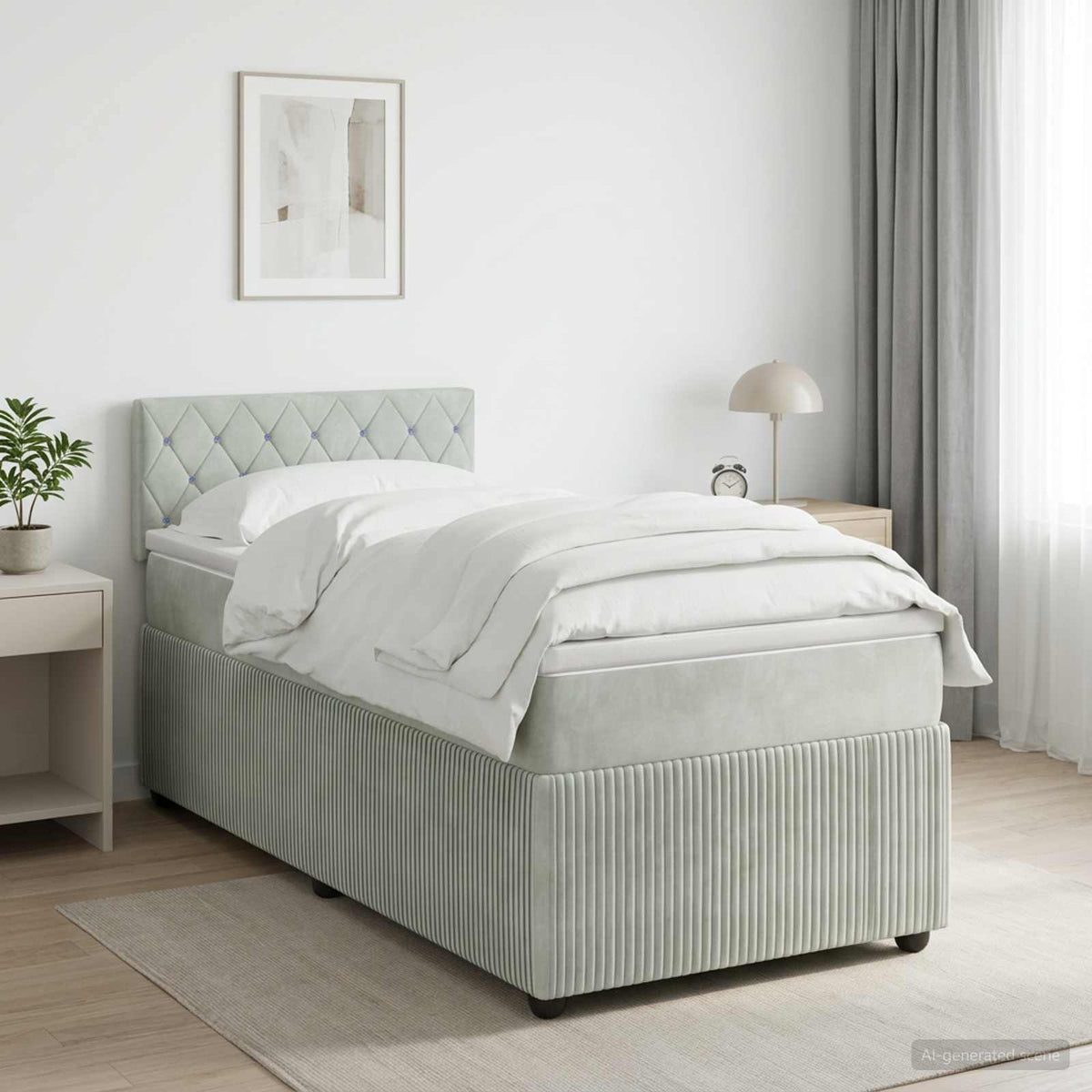 Cama Box Spring Con Colchón Terciopelo