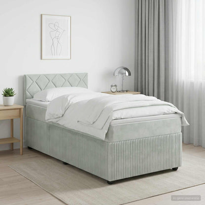 Cama Box Spring Con Colchón Terciopelo