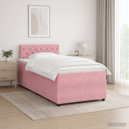 Cama Box Spring Con Colchón Terciopelo