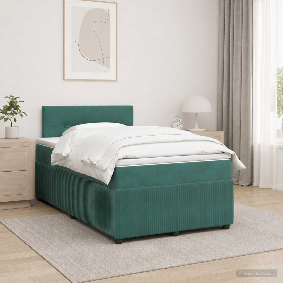 Cama Box Spring Con Colchón Terciopelo
