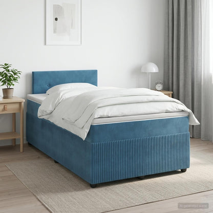 Cama Box Spring Con Colchón Terciopelo