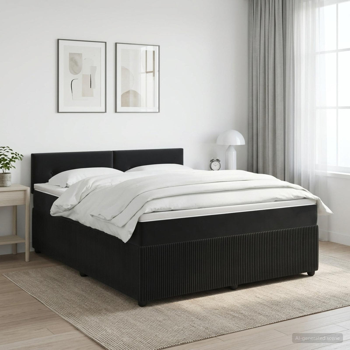 Cama Box Spring Con Colchón Terciopelo