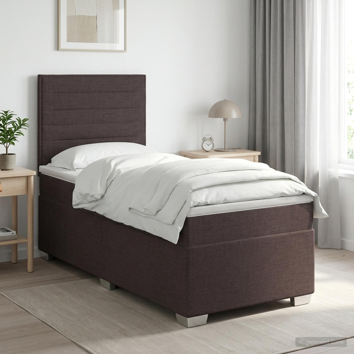 Cama Box Spring Con Colchón Tela