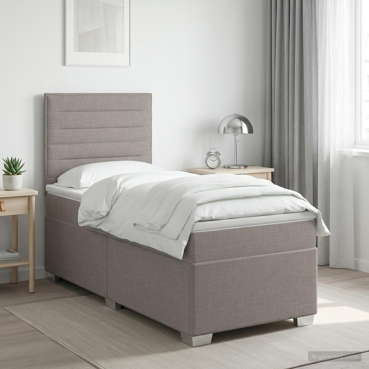 Cama Box Spring Con Colchón Tela
