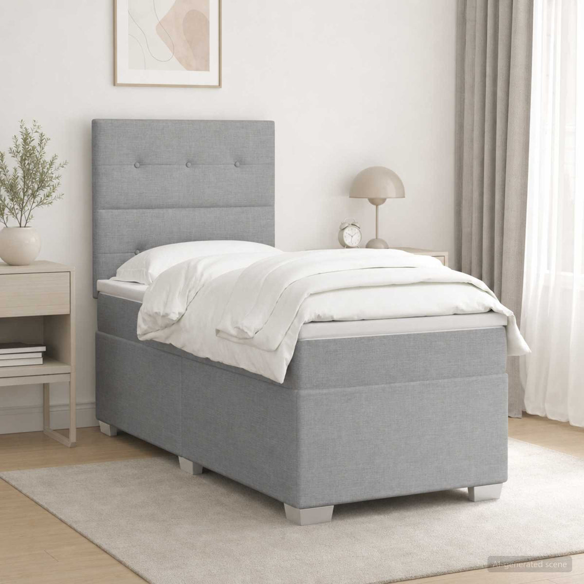 Cama Box Spring Con Colchón Tela