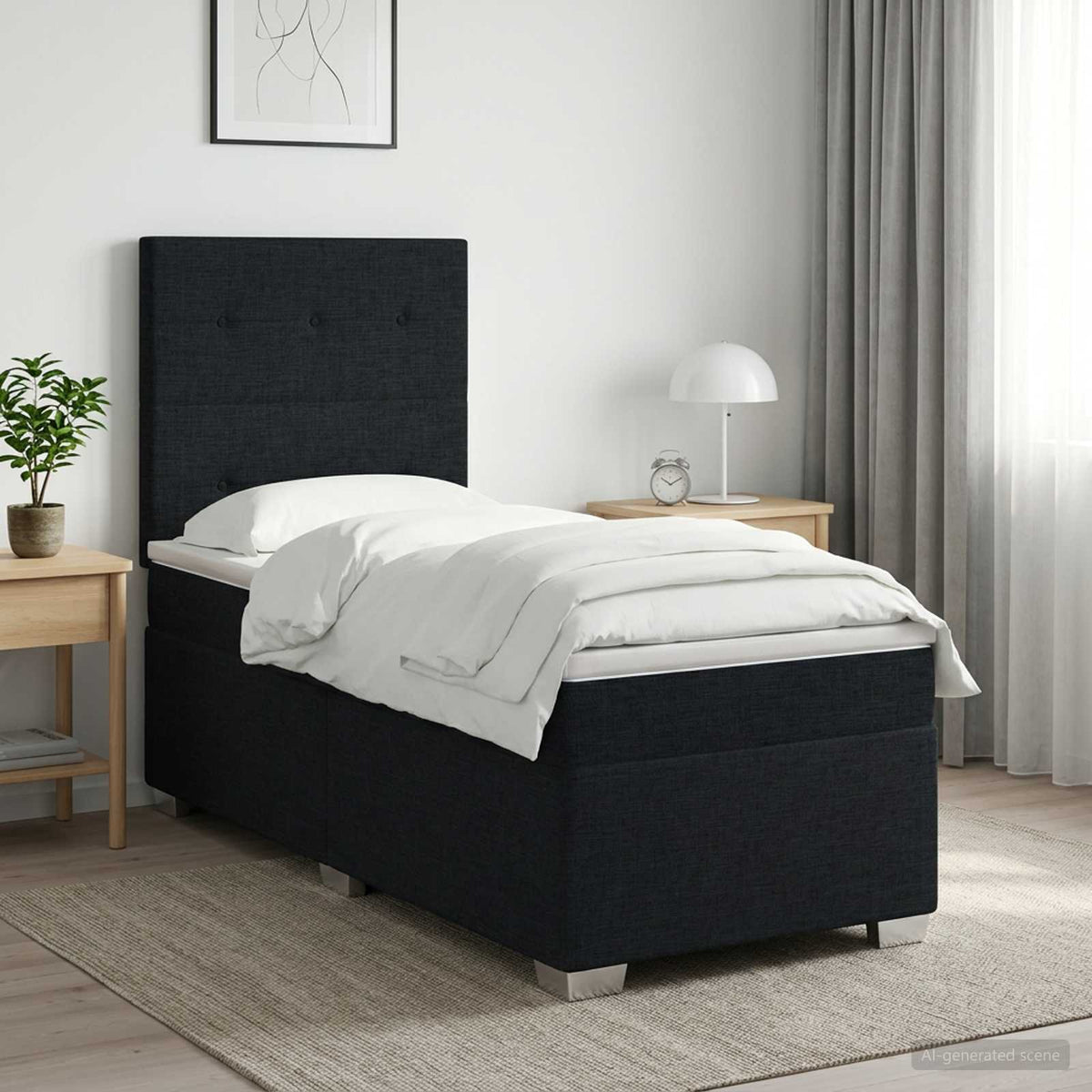 Cama Box Spring Con Colchón Tela