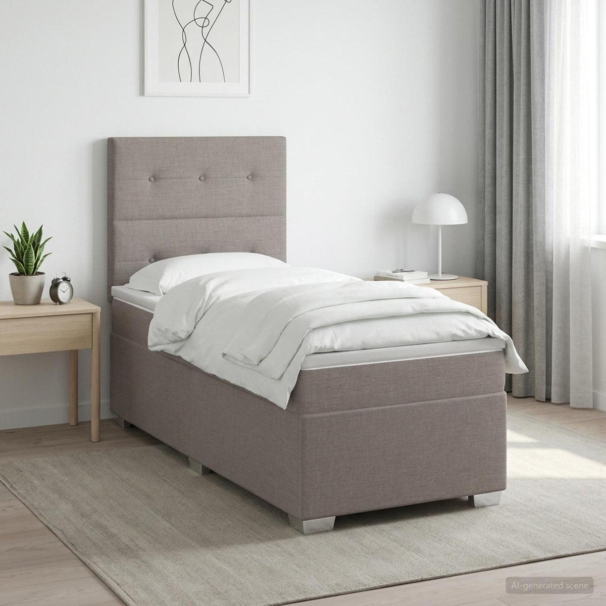 Cama Box Spring Con Colchón Tela