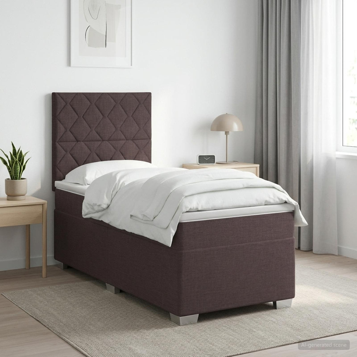 Cama Box Spring Con Colchón Tela
