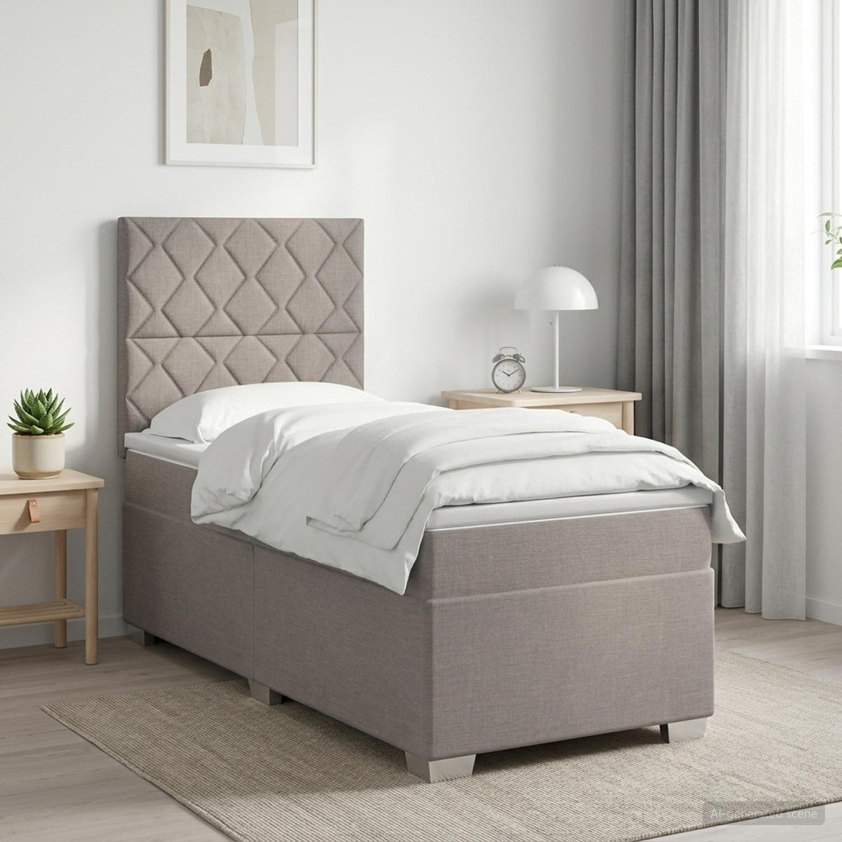 Cama Box Spring Con Colchón Tela