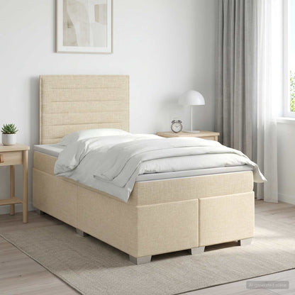 Cama Box Spring Con Colchón Tela