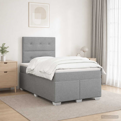 Cama Box Spring Con Colchón Tela