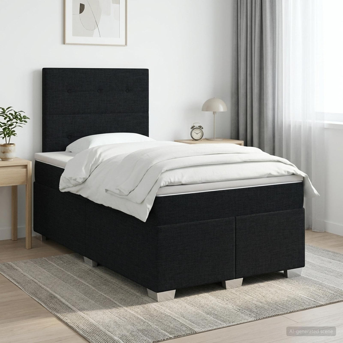 Cama Box Spring Con Colchón Tela