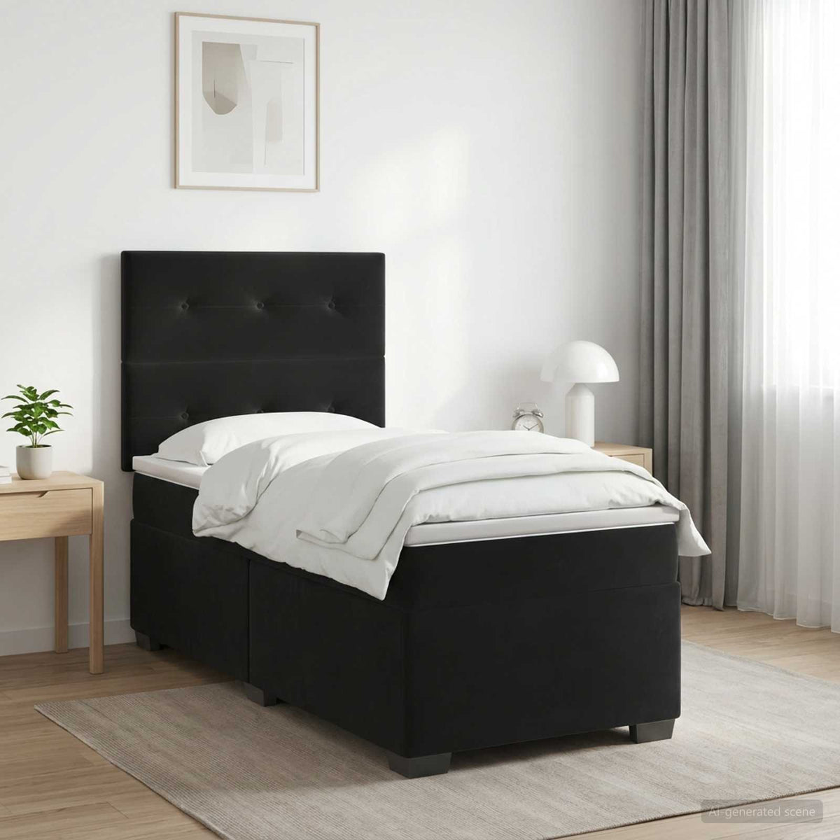 Cama Box Spring Con Colchón Terciopelo