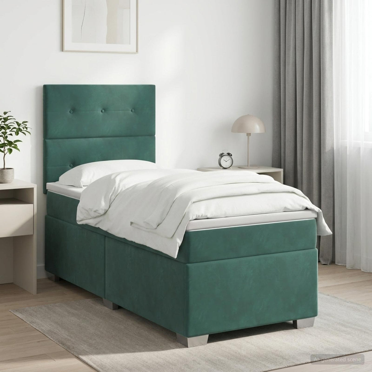 Cama Box Spring Con Colchón Terciopelo