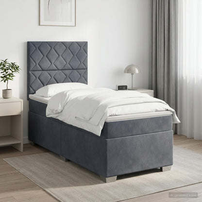 Cama Box Spring Con Colchón Terciopelo