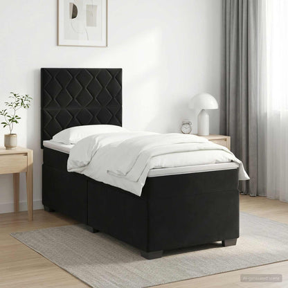Cama Box Spring Con Colchón Terciopelo