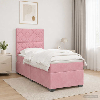 Cama Box Spring Con Colchón Terciopelo