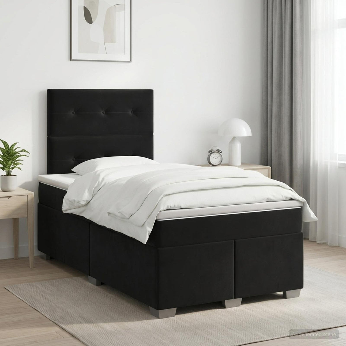 Cama Box Spring Con Colchón Terciopelo