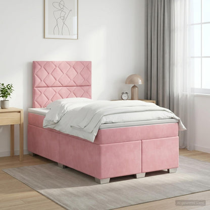 Cama Box Spring Con Colchón Terciopelo