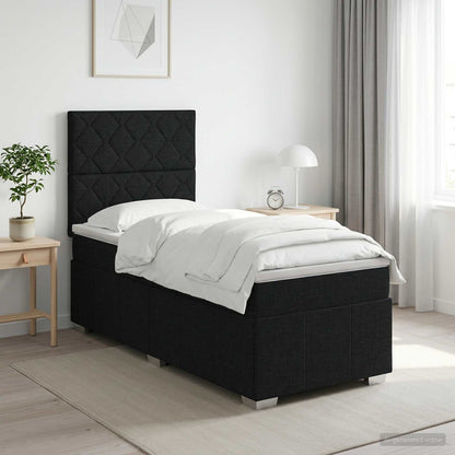 Cama Box Spring Con Colchón Tela Gris Taupe