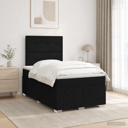 Cama Box Spring Con Colchón Tela Gris Taupe