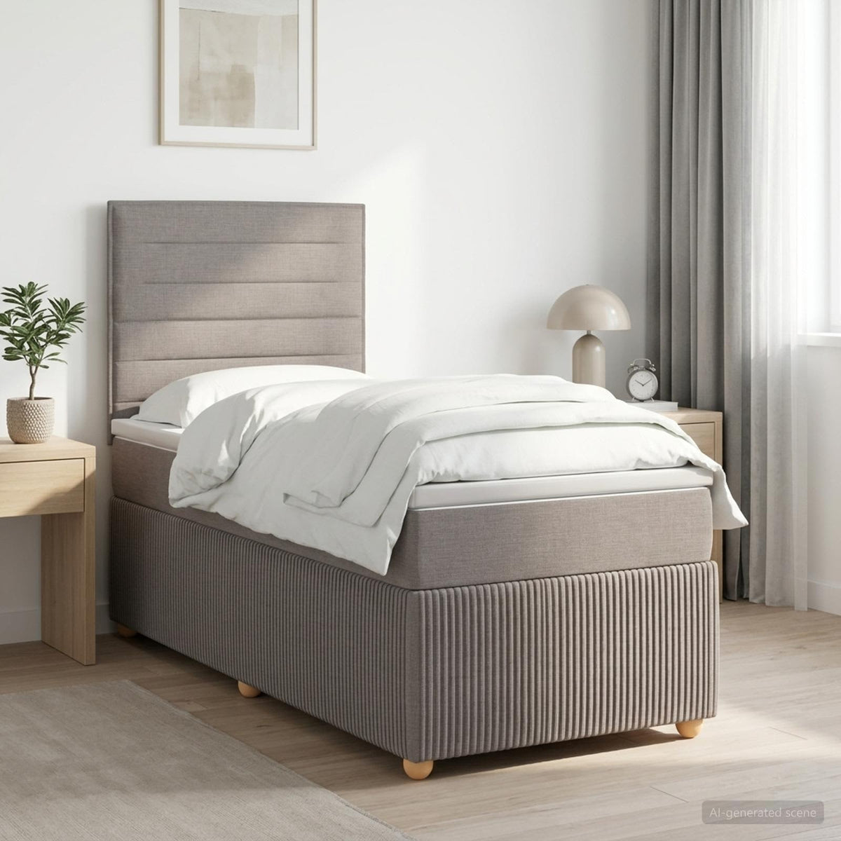 Cama Box Spring Con Colchón Tela