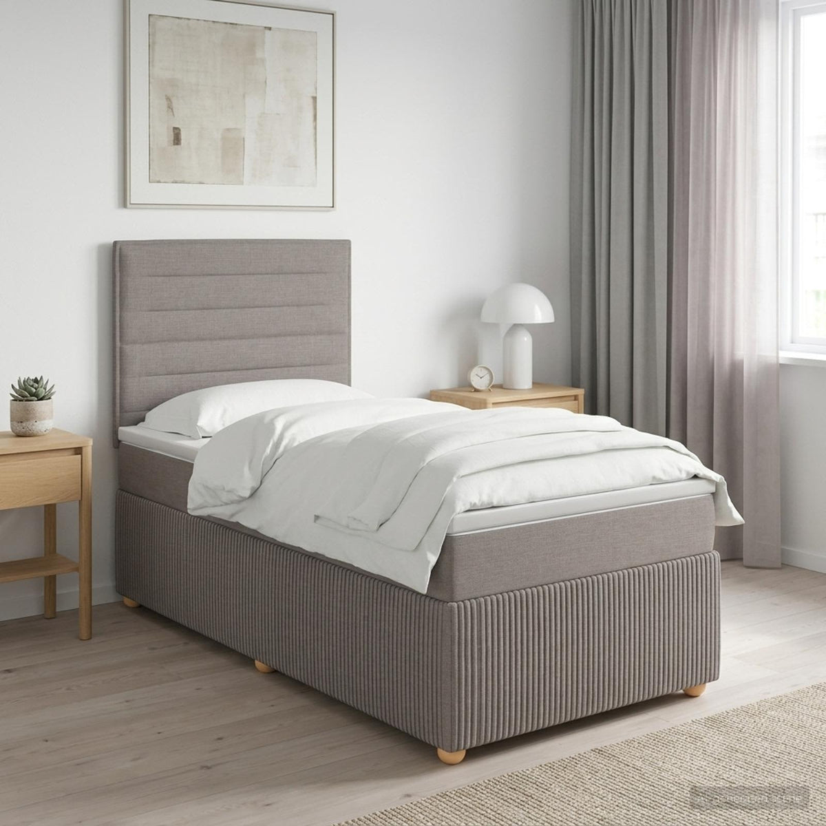 Cama Box Spring Con Colchón Tela