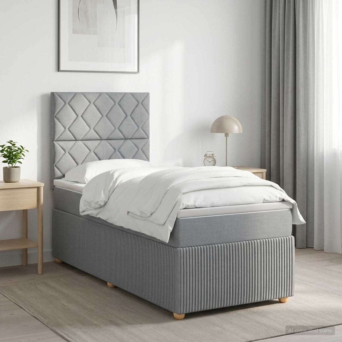 Cama Box Spring Con Colchón Tela
