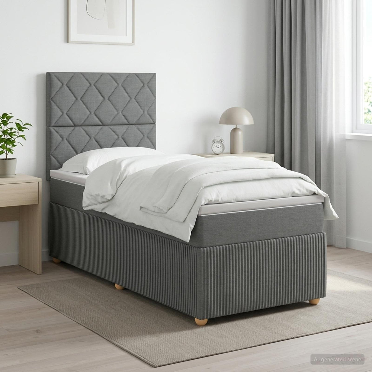 Cama Box Spring Con Colchón Tela