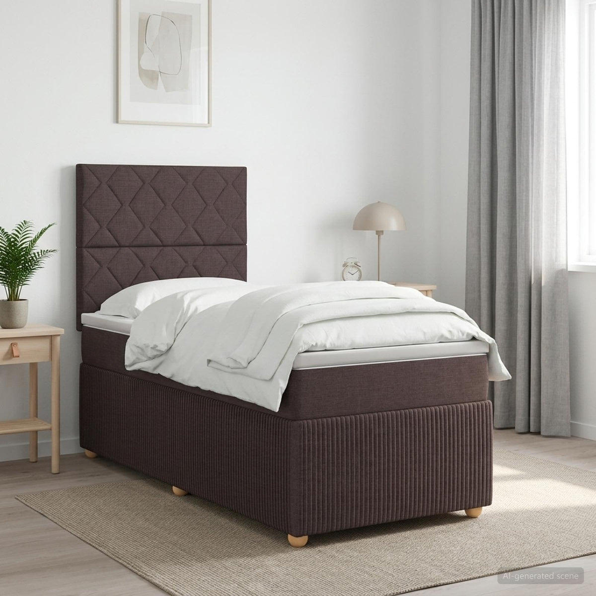 Cama Box Spring Con Colchón Tela