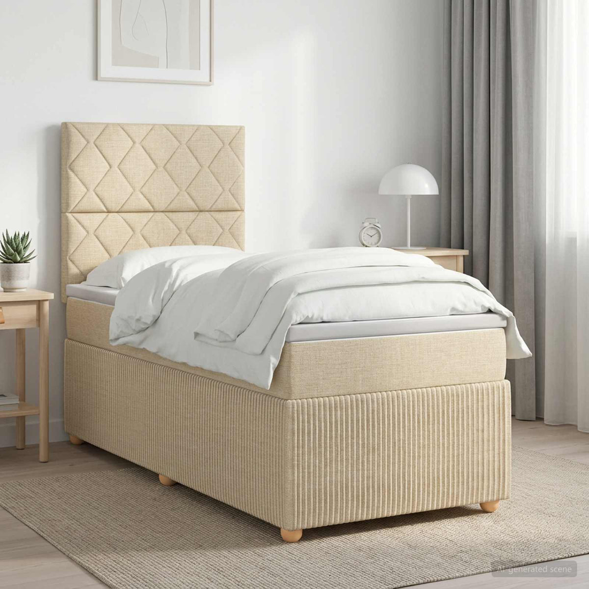 Cama Box Spring Con Colchón Tela