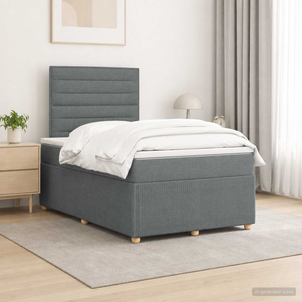 Cama Box Spring Con Colchón Tela