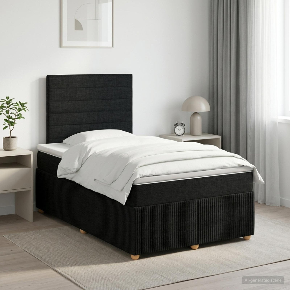 Cama Box Spring Con Colchón Tela