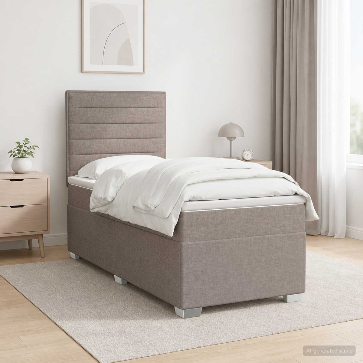 Cama Box Spring Con Colchón Tela