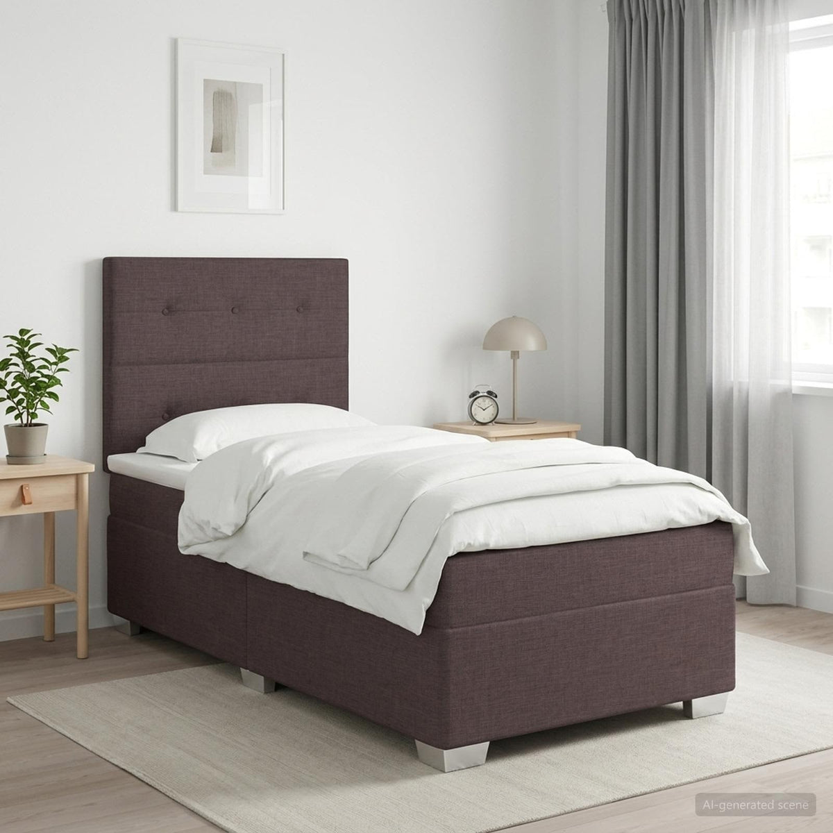 Cama Box Spring Con Colchón Tela