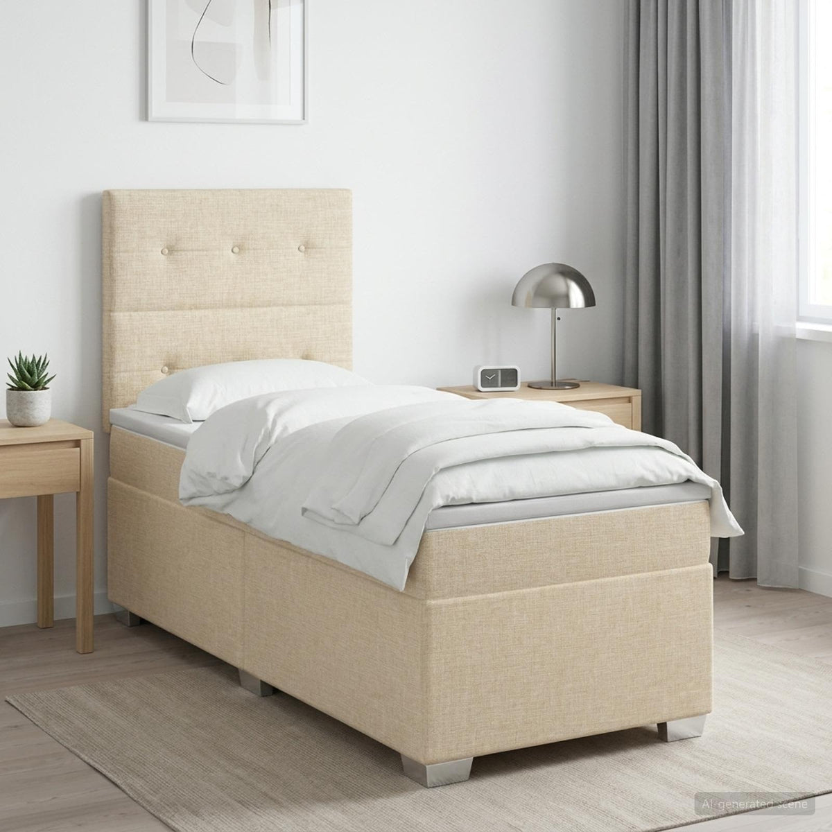 Cama Box Spring Con Colchón Tela