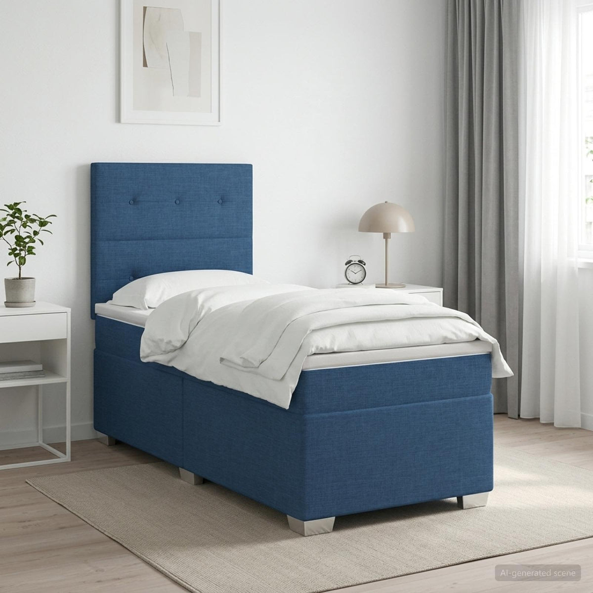 Cama Box Spring Con Colchón Tela