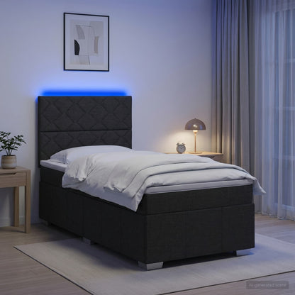 Cama Box Spring Con Colchón Tela Gris Taupe