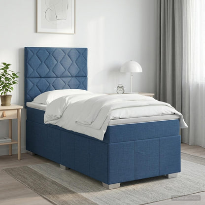 Cama Box Spring Con Colchón Tela Gris Taupe