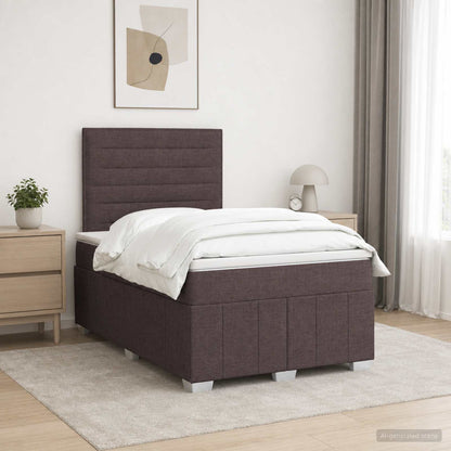Cama Box Spring Con Colchón Tela Gris Taupe