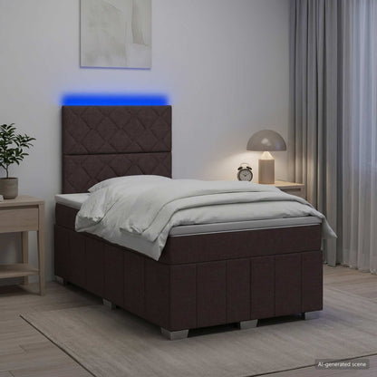 Cama Box Spring Con Colchón Tela Gris Taupe