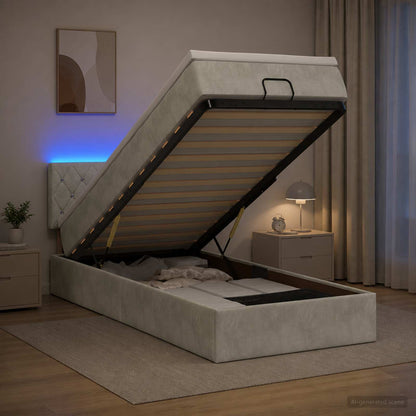 Estructura De Cama Otomana Colchón Terciopelo