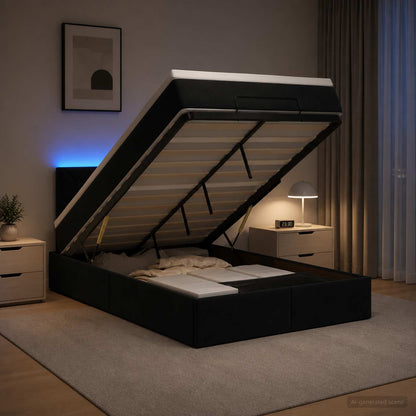 Estructura De Cama Otomana Colchón Terciopelo
