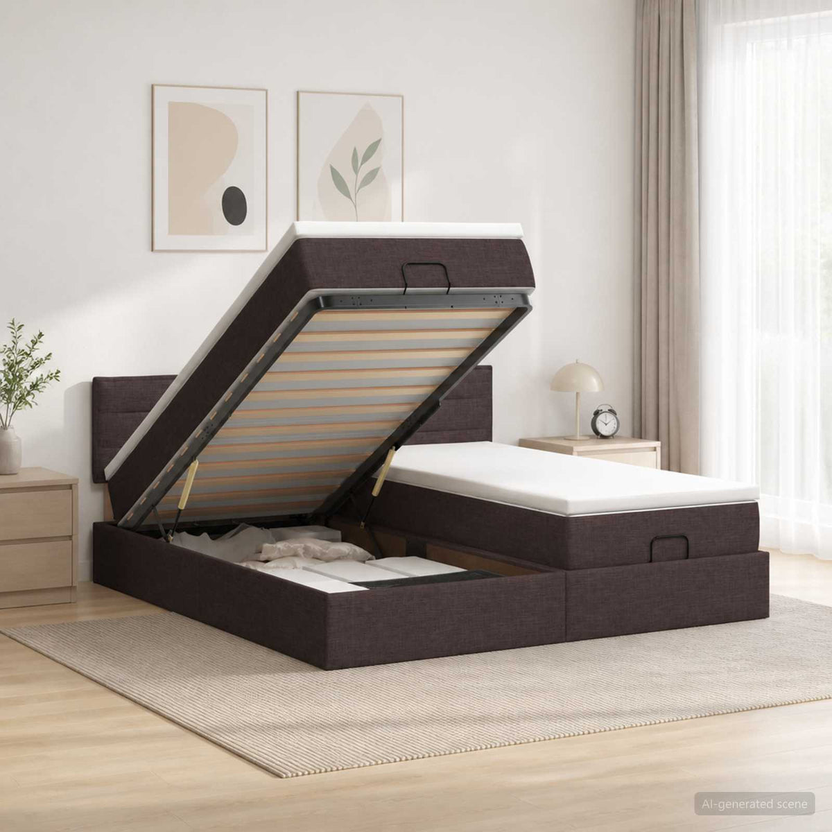Estructura Cama Otomana Colchones Tela 200X200Cm