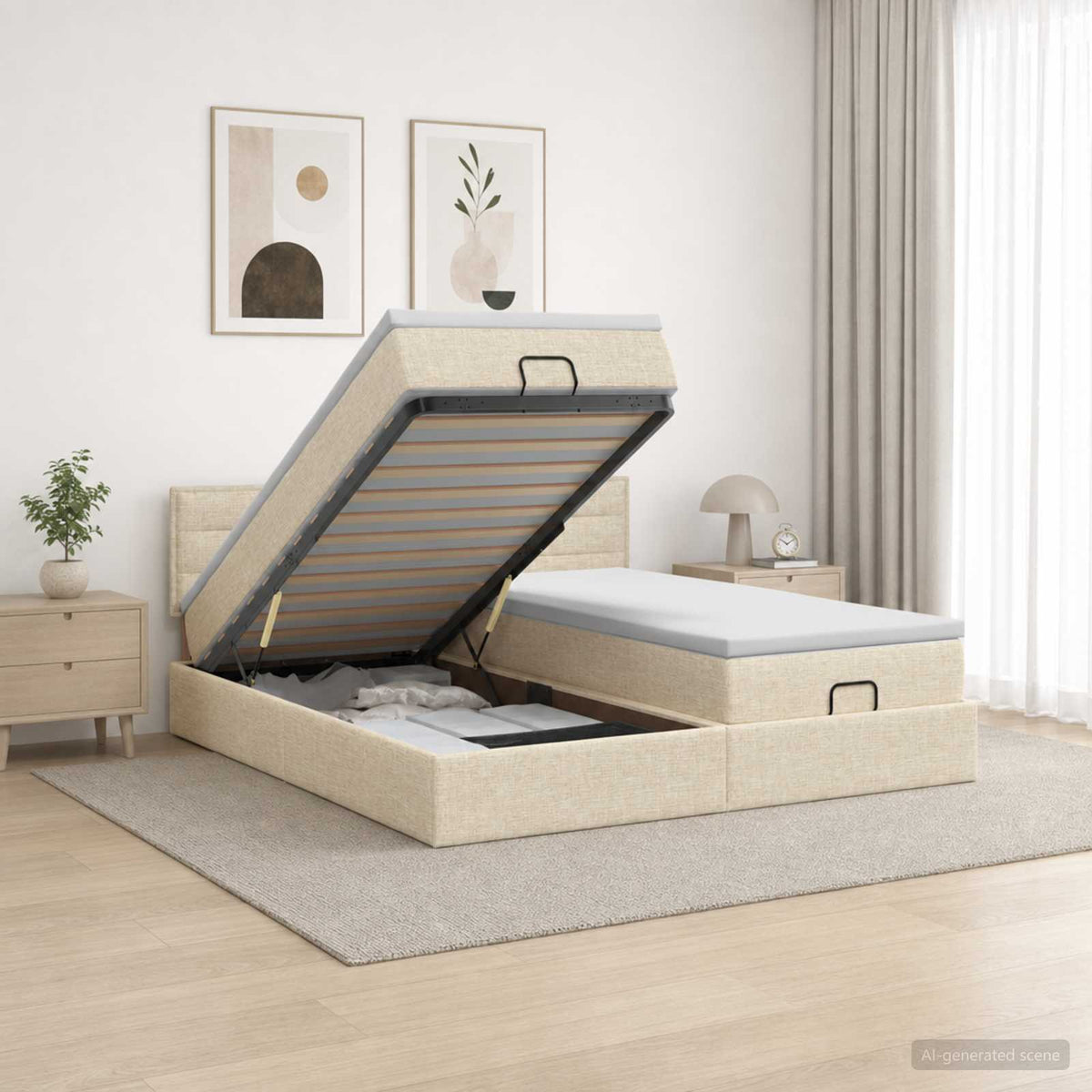 Estructura Cama Otomana Colchones Tela 200X200Cm