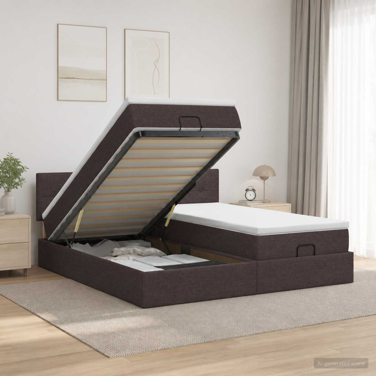 Estructura Cama Otomana Colchones Tela 200X200Cm